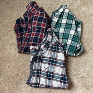 American Eagle Button Down Shirt Mens Medium Flannel Plaid Cotton Classic Fit